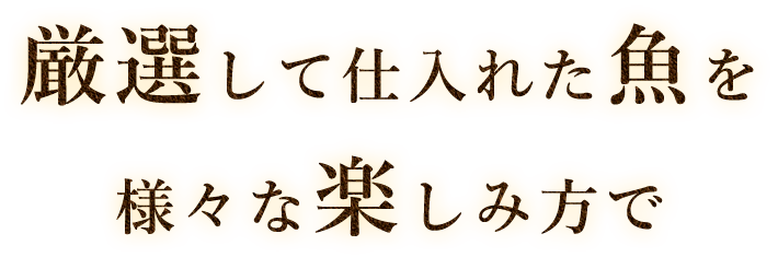 厳選して仕入れた魚を様々な楽しみ方で